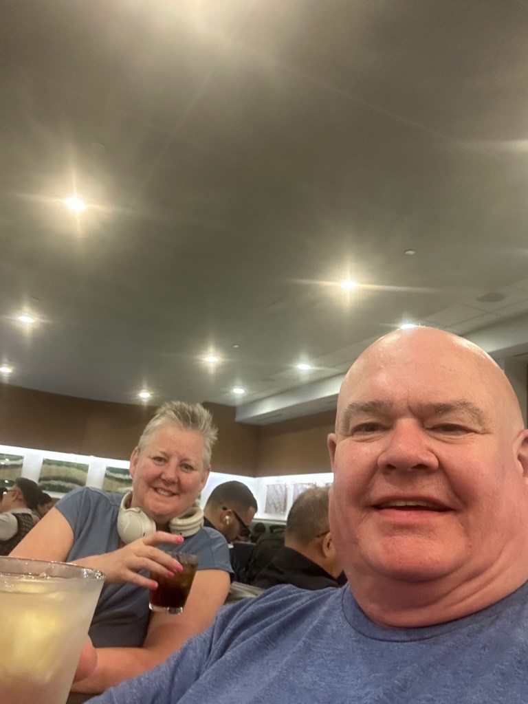Enjoying a cold one in the Lounge in Taipei awaiting the next flight